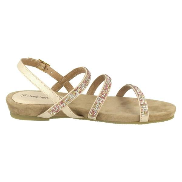 Leather Collection Ladies Leather Collection Diamante Slingback Sandals