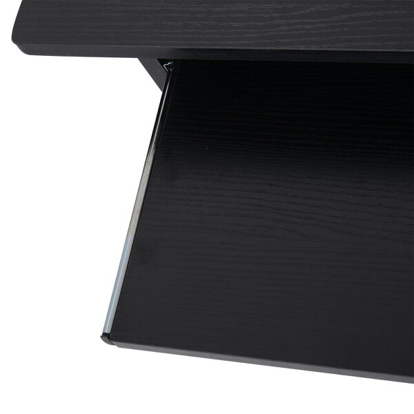 Wyld Haus Moke 80cm Wooden Black Compact Corner Desk With Keyboard Tray And Storage Shelves