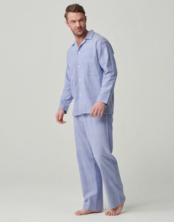 British Boxers Men's Brushed Cotton Pyjama Set – Staffordshire Blue Herringbone