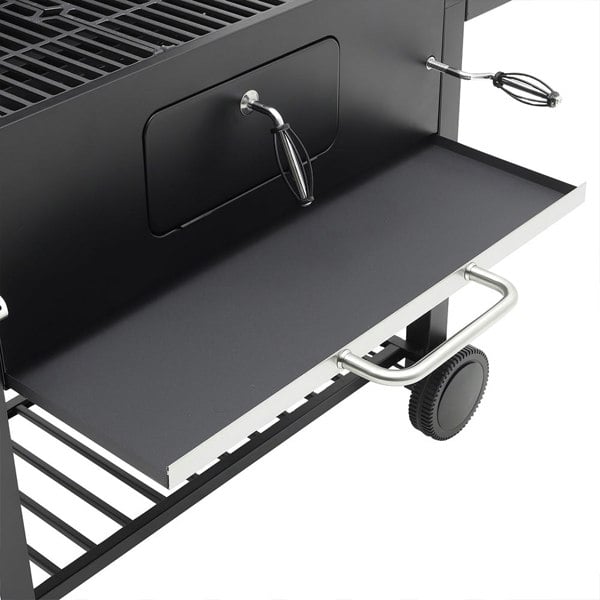 Barrel Charcoal Grill Wide 160cm with Side Shelves Garden BBQ Grill Living and Home