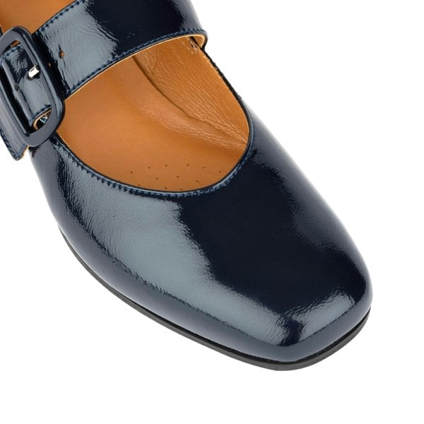 Embassy London Bliss - Navy - Women's block heel square toe patent leather Mary-Jane