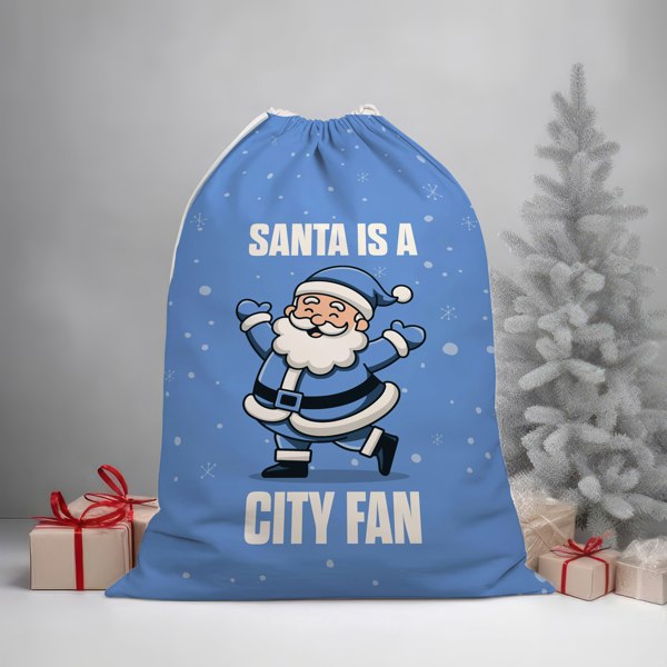 BritishmadeGifts Santa is a City Fan - Football Fan Santa Sack