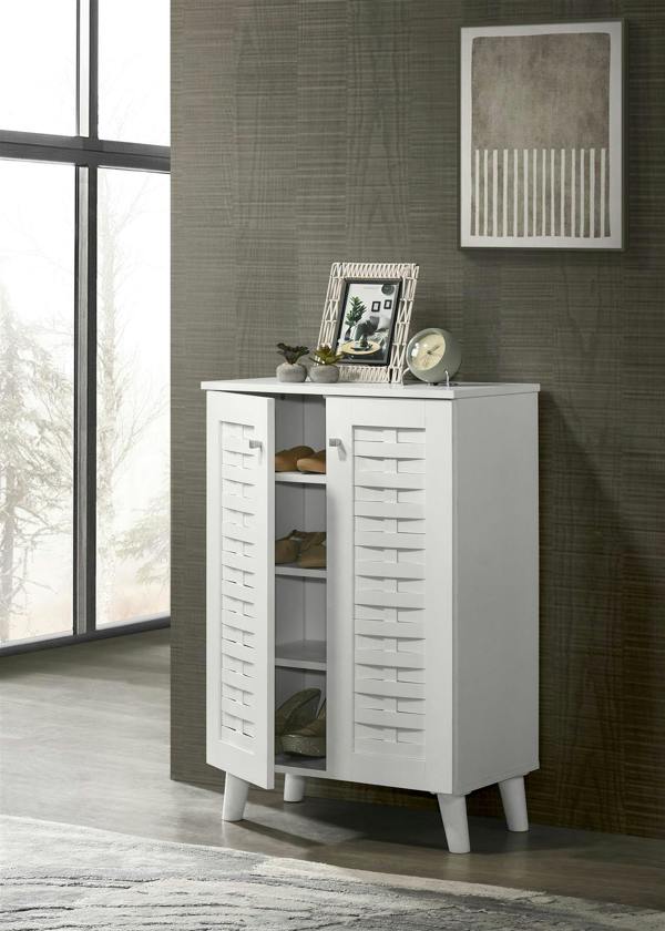 Modern Shoe Storage Cabinet 2 Doors Footwear Stand Rack Unit Cupboard