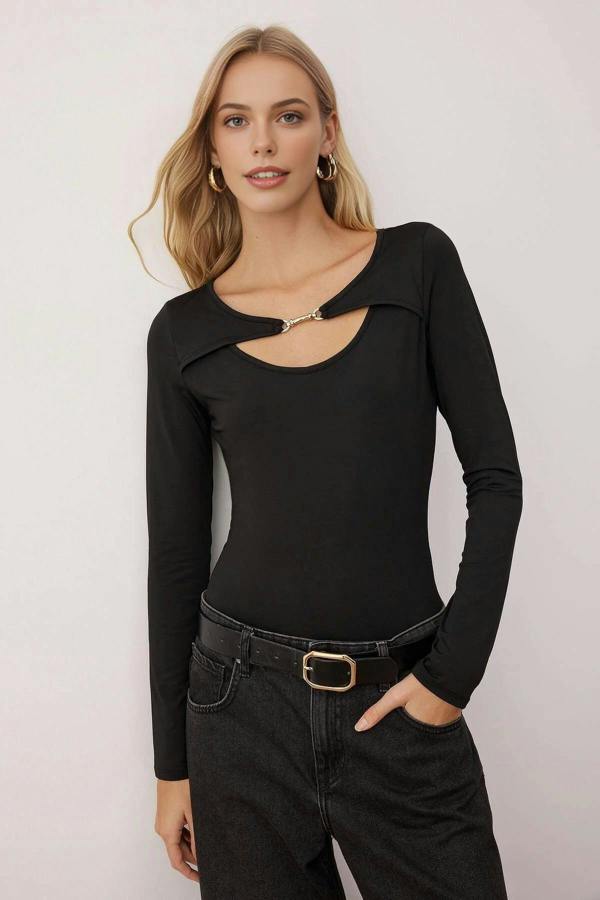 WOVCOR Knit Bodysuit with Accessory Detail