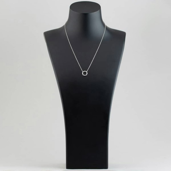T. H. Baker 18ct White Gold 0.36ct Baguette & Brilliant Cut Diamond Open Circle Necklace LG253/NA