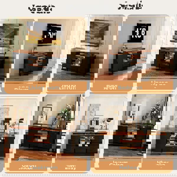 Levede TV Stand Cabinet Entertainment Unit Stand 140cm 5 Drawers Storage Shelves