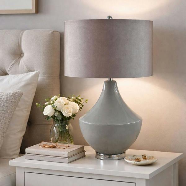 Pagazzi Lighting Sarah Grey Ceramic Table Lamp