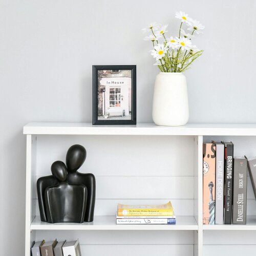 Wyld Haus Sorano Wood White 2 Tier Cube Bookcase With 4 OFauxn Compartments 118 x 29 x 76cm