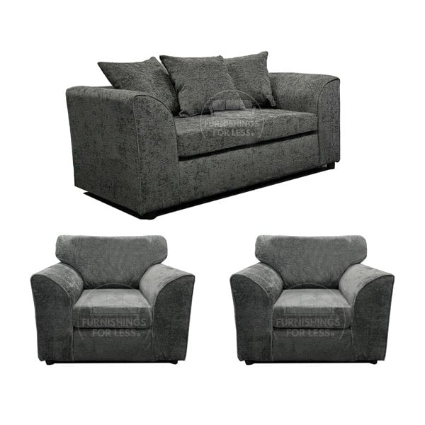 Furnishings For Less Monaco Chenille Fabric 2 Seater and 2 Armchairs