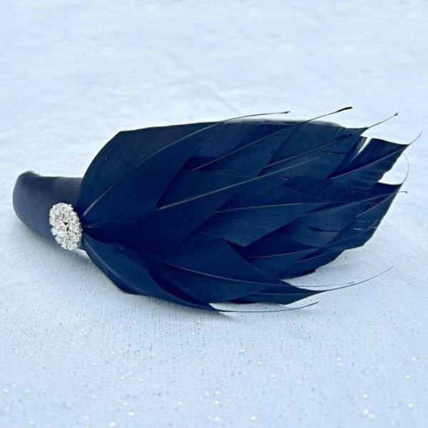 Black Headpiece Races Headband Feather Fascinator Headband Jewel