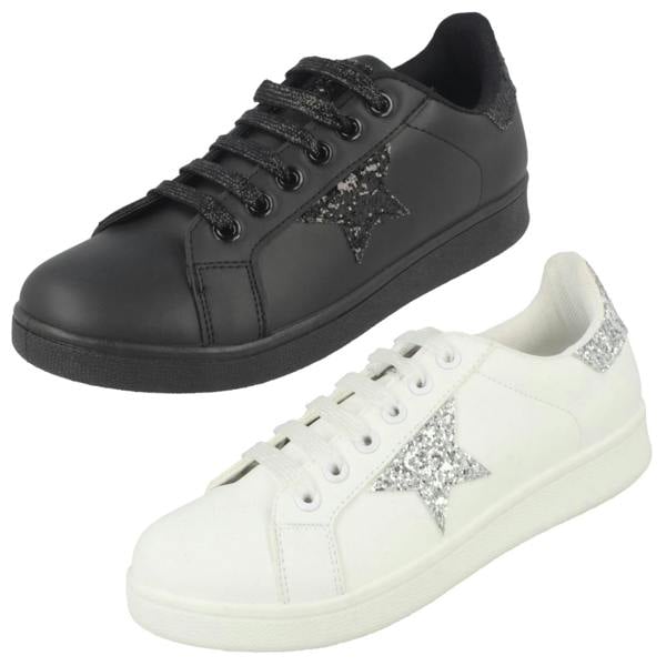 Spot On Ladies Spot On Glitter Star Pumps