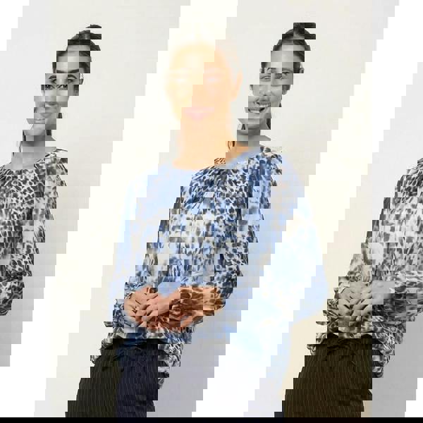 Blue Vanilla Animal Print Round Neck Top