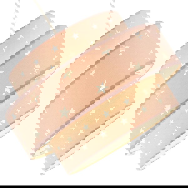 Triple Tier Pink Cotton Fabric Kids Pendant Shade with Stars Decor Image 3