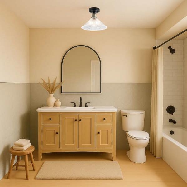 COSYLYTE Bowley Bathroom Ribbed Glass Ceiling Flush Light