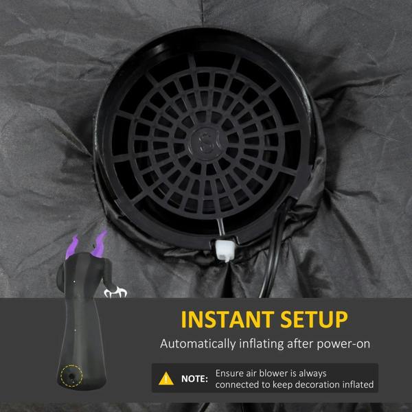 Inflatable ghost air blower with circular vent; powers on for automatic inflation