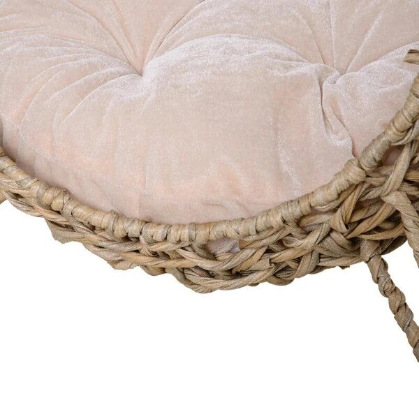 Rattan Elevated Cat Bed House Kitten Basket Ball-Shaped Pet Furniture w/ Removable Cushion - Natural