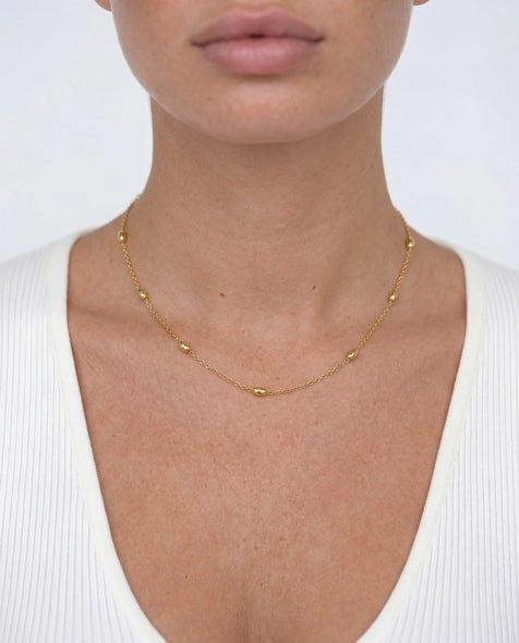Elk & Bloom Dainty 14K Gold Beaded Choker Necklace