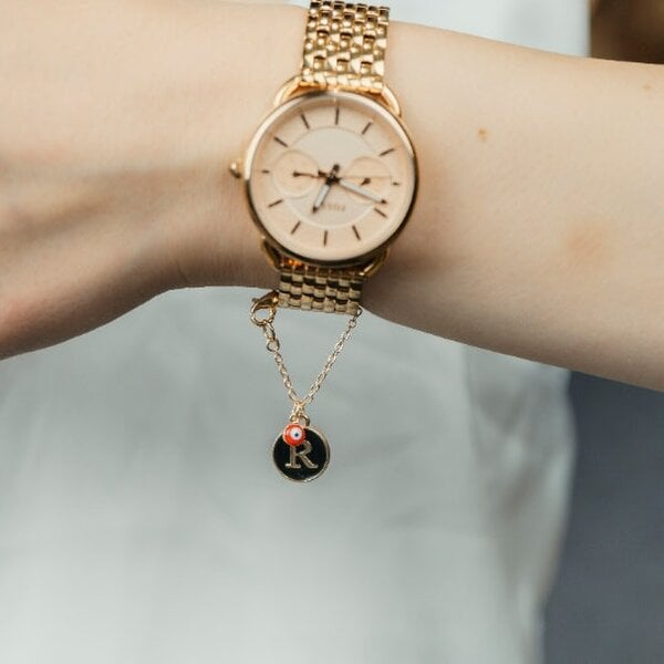 The Colourful Aura Personalised Initial Evil Eye Watch Strap Dainty Hanging Charm