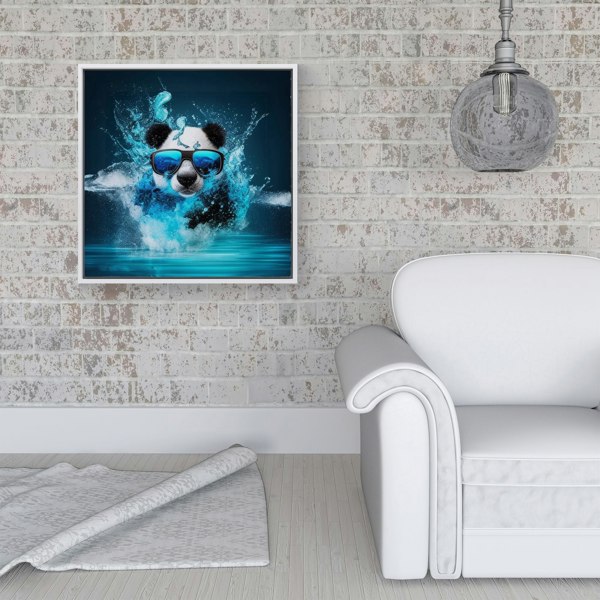 Warren Reed Panda Splash Art Water Framed Canvas