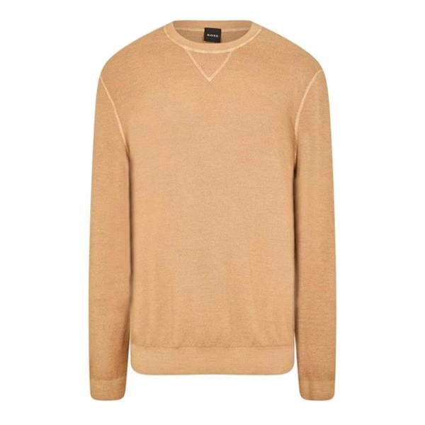 Boss Mens Crew Neck Regular Long-Sleeved Sweatshirt - Medium Beige - 