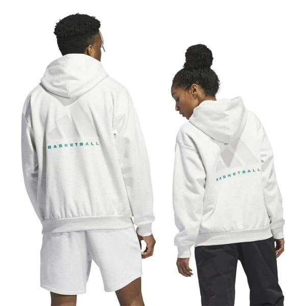 Adidas Unisex Adult Back Print Drop Shoulder Hoodie - Grey Melange - 