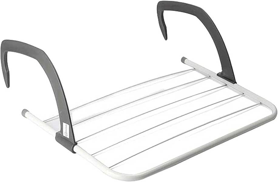 KAV Foldable Indoor Cloth Airer Drying Radiator Bath Rack 5 Bars with Waterproof Adjustable Arms Space-Saving Drying Rack, Indoor Outdoor Towel Holder