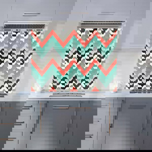 Warren Reed - Designer Geometric Colored Chevron Pattern Kitchen Splashback