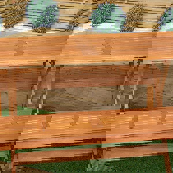 Samuel Alexander Outdoor 4 Person Rectangular Wooden Garden Dining Table with 2 Benches