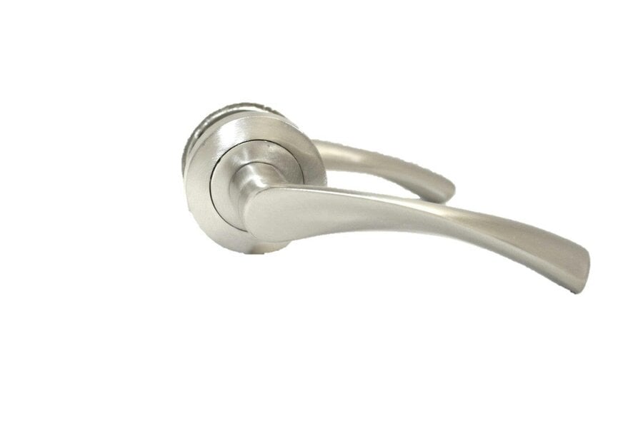 EDH Door Hardware Satin Nickel Twist Door Handles + Latches Set Internal Lever on Rose 1 Pair