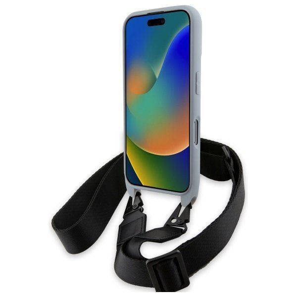 BMW M Series Carbon Stripe & Strap Case for iPhone 16 Pro 6.3" Grey - BMHCP16L23PSCCG