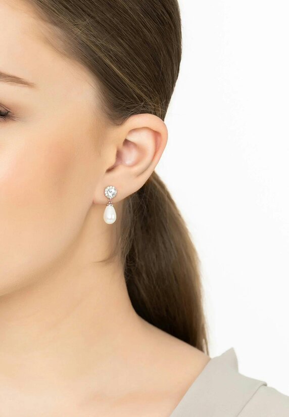 Latelita Timeless Pearl Teardrop Earrings Silver