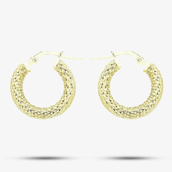 T. H. Baker 9ct Gold Diamond Cut Hoop Earrings 1.53.0319