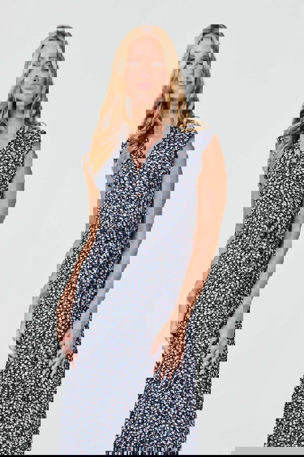 Navy | Ditsy Floral Frill Hem Maxi Dress