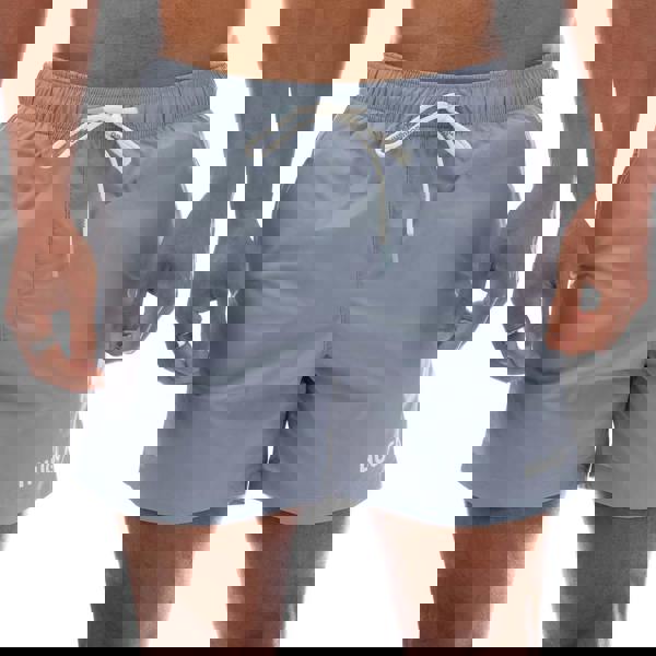 Hugo Mens Haiti Contrast Logo Drawstring Swim Shorts - Blue - 