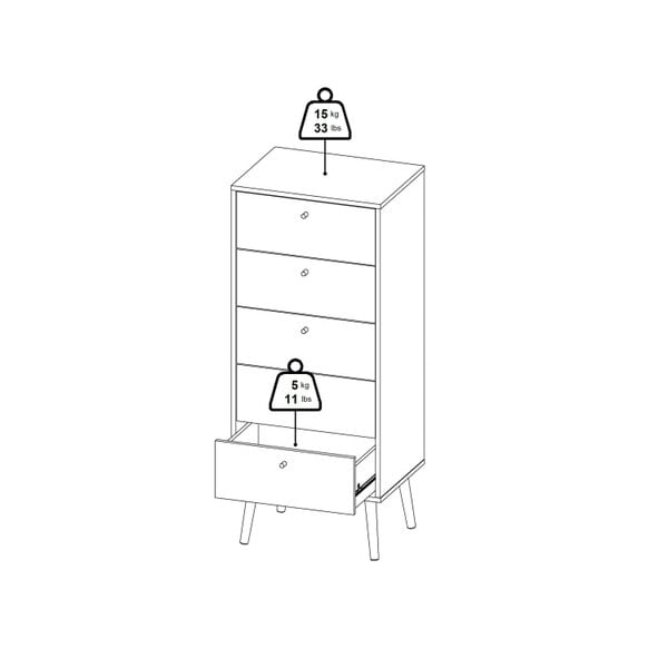 Wyld Haus Quietbloom Dark Grey Wooden Storage Chest 5 Drawers