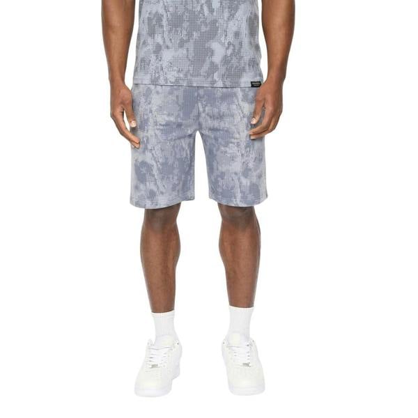Crosshatch Mens Bardon Camo Sweat Shorts - Steel Blue Camo - 
