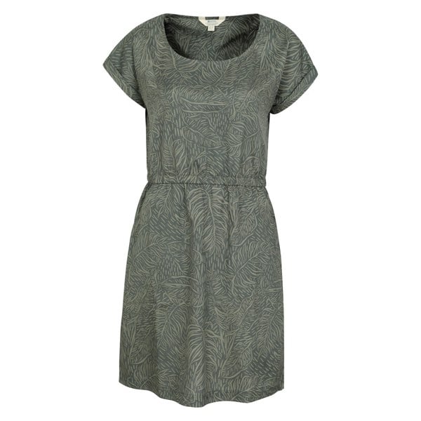 Mountain Warehouse Womens Mykonos Leaf Print Dress - Khaki Green