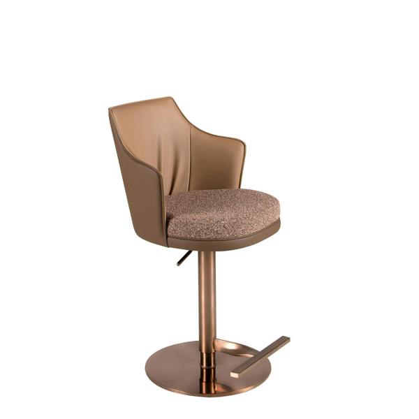 Angel Cerdá Swivel Stool in Mottled Brown Fabric and Brown Leatherette 4226