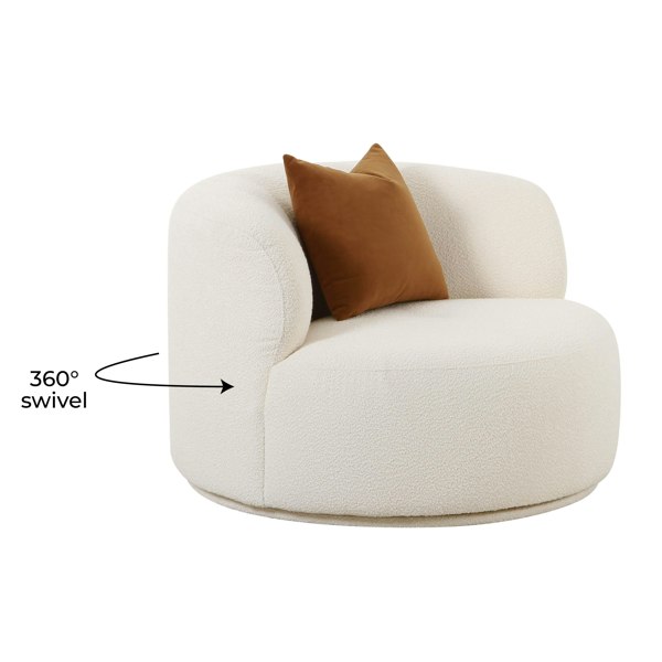 Furniture Edit Fickle Cream Boucle Swivel Chair