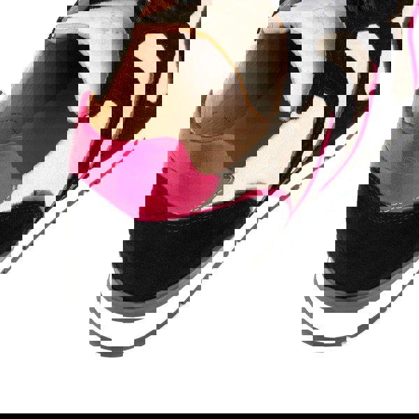 Embassy London Savana - Black & Cream & Pink - Women's athletic trainer with soft black and cream leather with pink trims