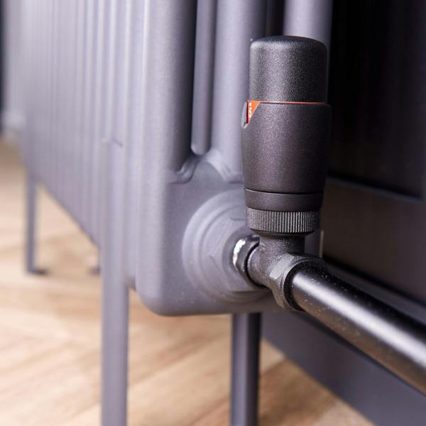 Flode Anthracite Radiator Valve | Straight TRV & LS Pack | 15mm x 1/2"