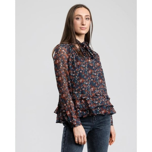 Great Plains Highland Floral Tassle Womens Blouse