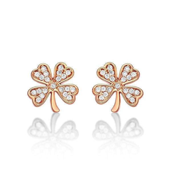 Rose Gold 4 Leaf Clover Stud Earrings for Women - namana.london