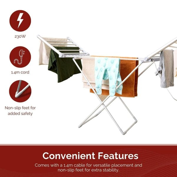Rediffusion Winged Heated Clothes Airer with Cover