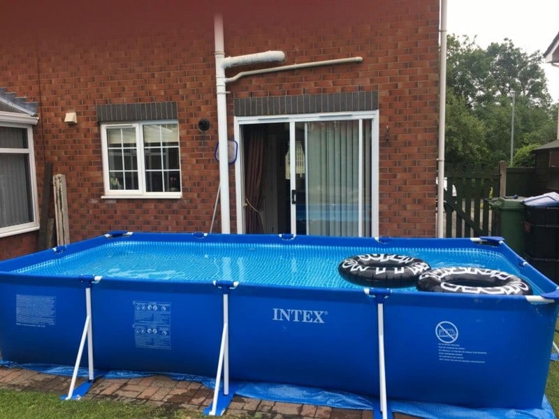 Intex Rectangular Metal Frame Pool 300 X200 X75 CM With Cover and Ground Cloth