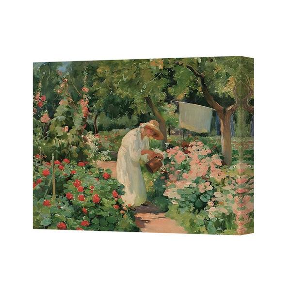 Benjamin Tate Design Impressionist Garden Scene With Roses Canvas Wall Art