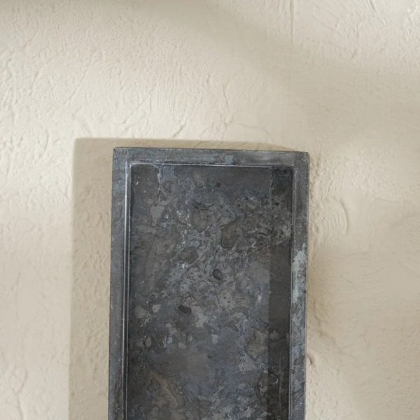 Beige marble rectangular tray lifestyle genuine stone bathroom