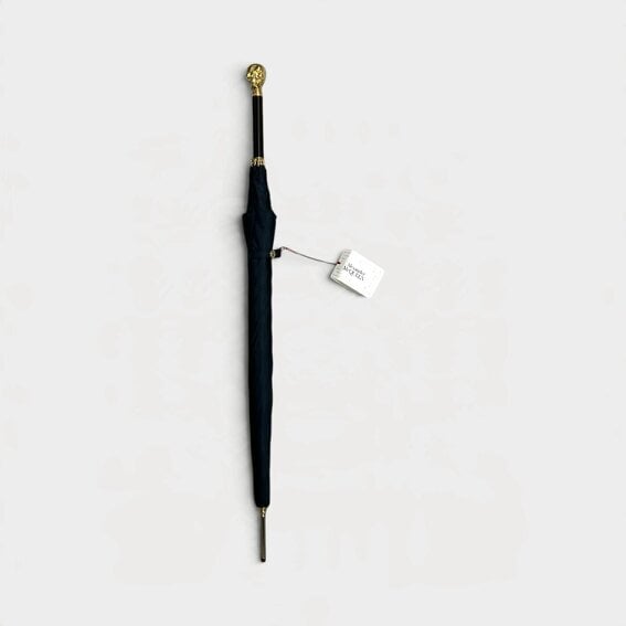 Alexander McQueen Gold Skull Umbrella Wood Detailing Black