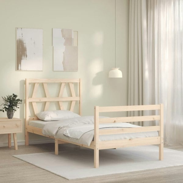 Berkfield Bed Frame with Headboard Small Single Solid Wood