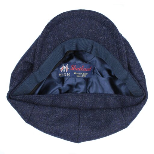 Heather Hats & Accessories British Wool Tweed 8-Panel Flat Cap, Satin Lining, Outdoor Wear, River Blue